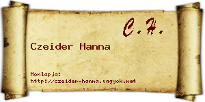 Czeider Hanna névjegykártya